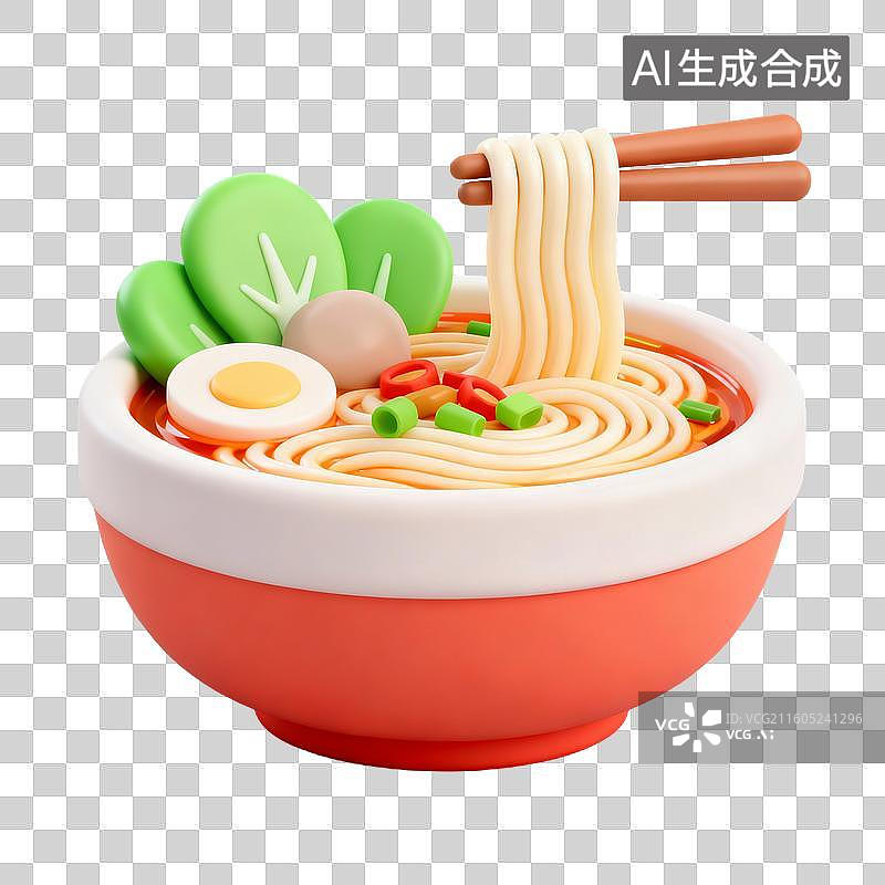 【AI数字艺术】3D拟物风格国风中国中式美食成品菜肴元素长沙米粉面条图片素材