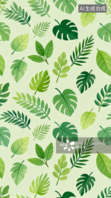 【AI数字艺术】绿植图案清新风装饰背景场景图片素材