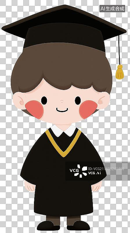 【AI数字艺术】卡通毕业男孩形象图片素材