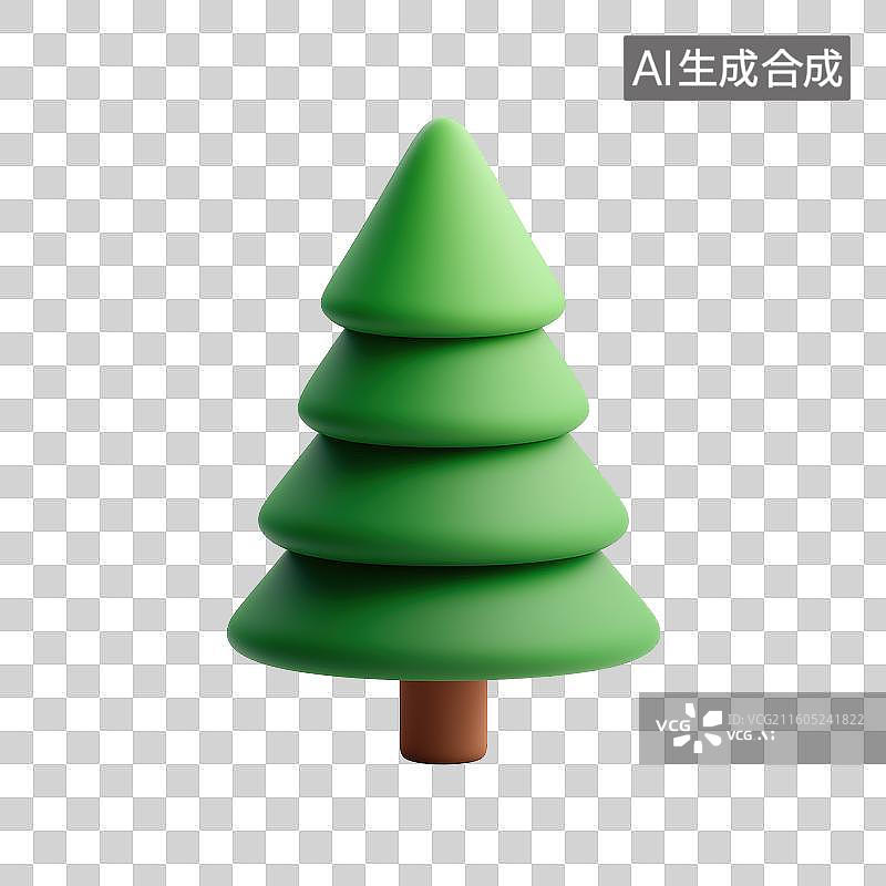 【AI数字艺术】绿色松树造型图标图片素材