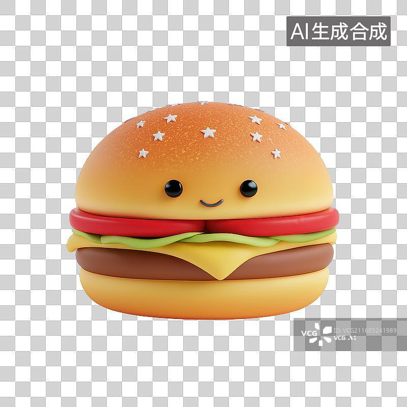 【AI数字艺术】卡通风格汉堡包图片素材