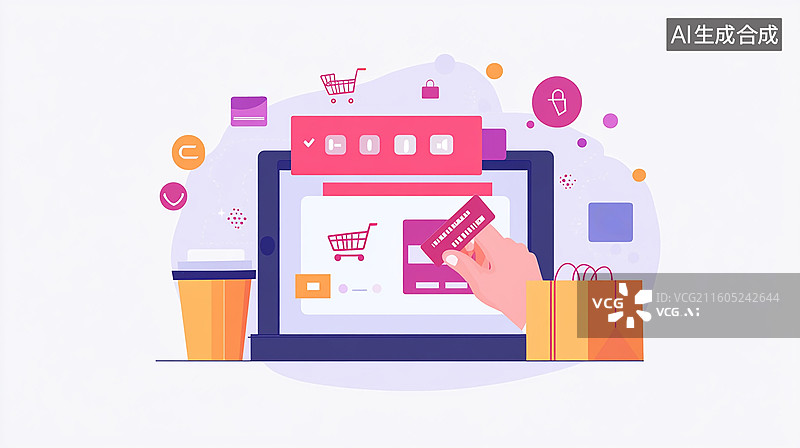 【AI数字艺术】移动支付电商网购场景图片素材