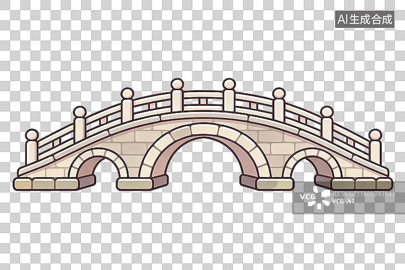 【AI数字艺术】卡通风格，一座石桥PNG格式的免扣元素图片素材