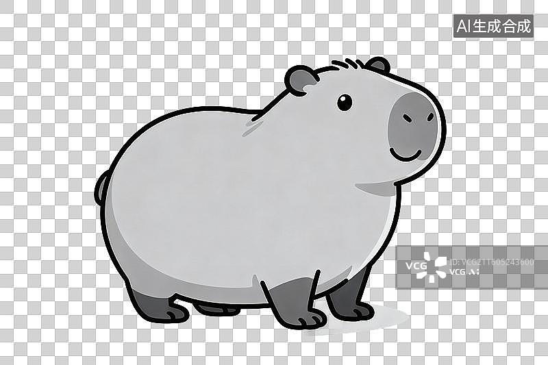 【AI数字艺术】卡通风格，一只可爱的卡皮巴拉PNG格式的免扣元素图片素材