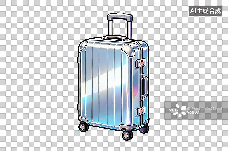 【AI数字艺术】卡通风格，一支银色的行李箱PNG格式的免扣元素图片素材
