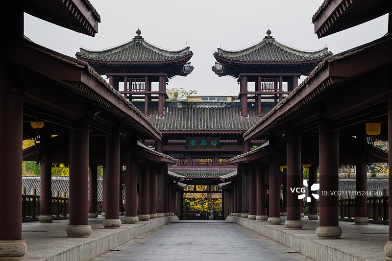 成都新津县五津廊桥白华津图片素材