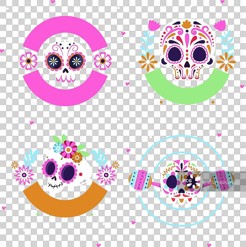 手绘风亡灵节徽章合集图片素材