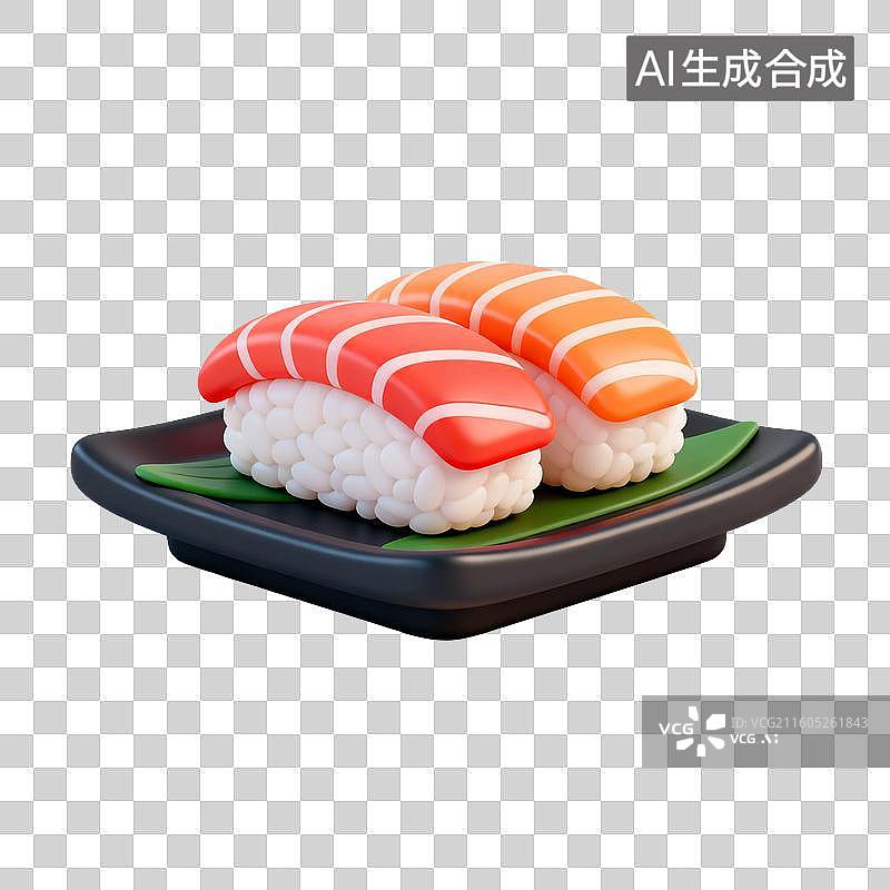 【AI数字艺术】两块色彩鲜艳的寿司图片素材