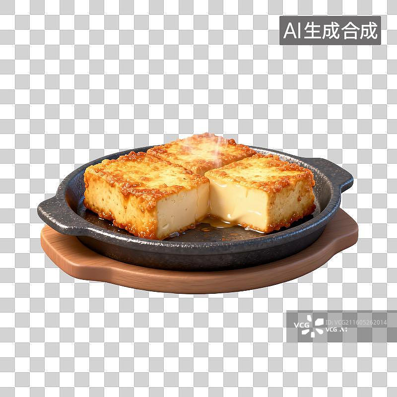 【AI数字艺术】美味铁板煎豆腐块图片素材