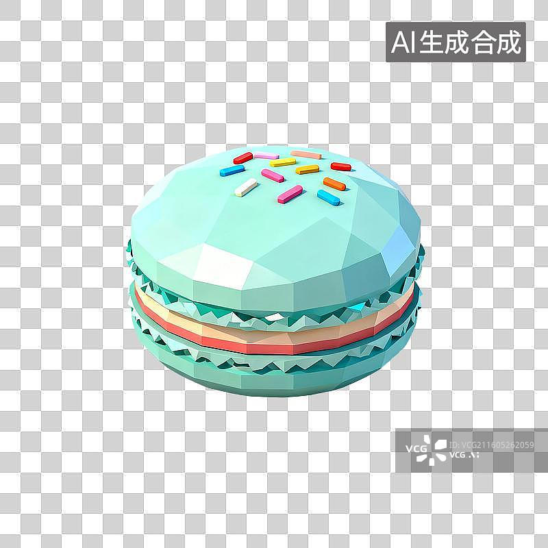 【AI数字艺术】低多边形风格彩色装饰马卡龙图片素材