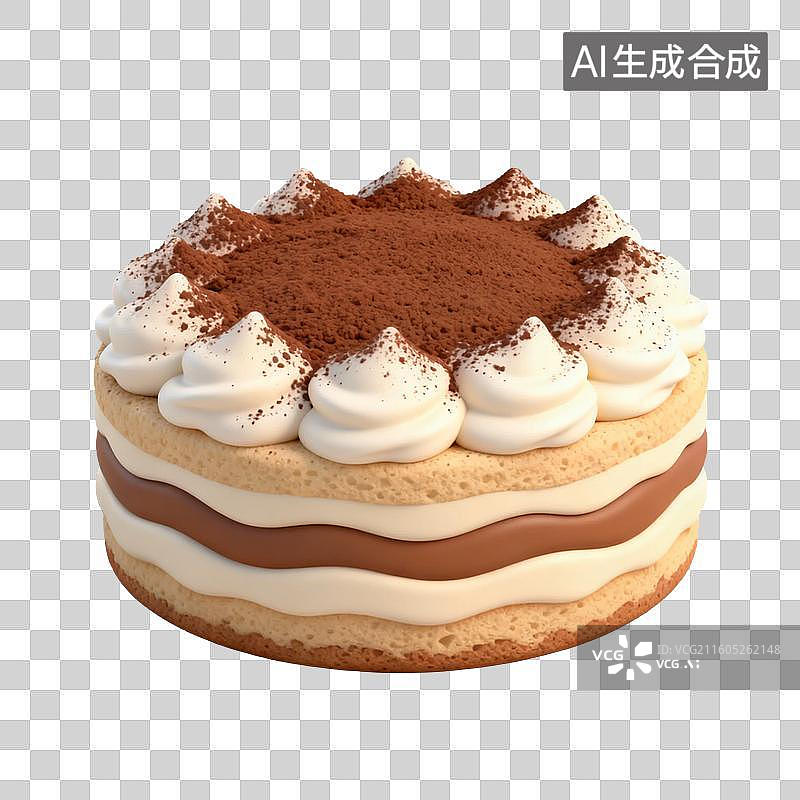 【AI数字艺术】多层奶油可可粉蛋糕图片素材
