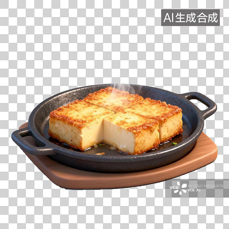 【AI数字艺术】热锅中的美味煎豆腐图片素材