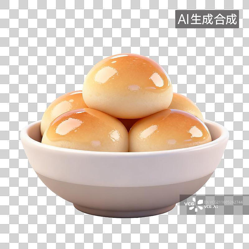 【AI数字艺术】白色碗中的圆润烤包子图片素材