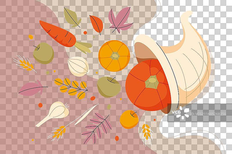 手绘扁平化丰饶角图片素材