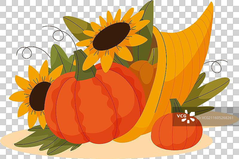 手绘扁平化丰饶角图片素材