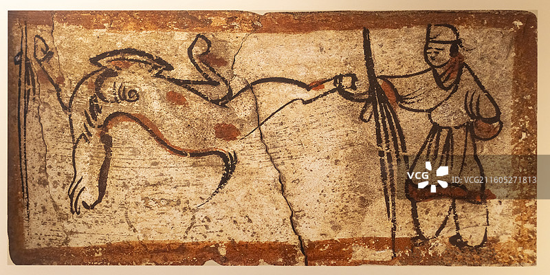 壁画宰羊场景 甘肃嘉峪关魏晋墓出土 中国国家博物馆图片素材