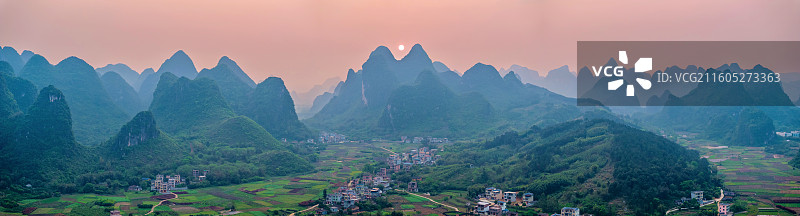 中国广西桂林荔浦日落航拍风光图片素材