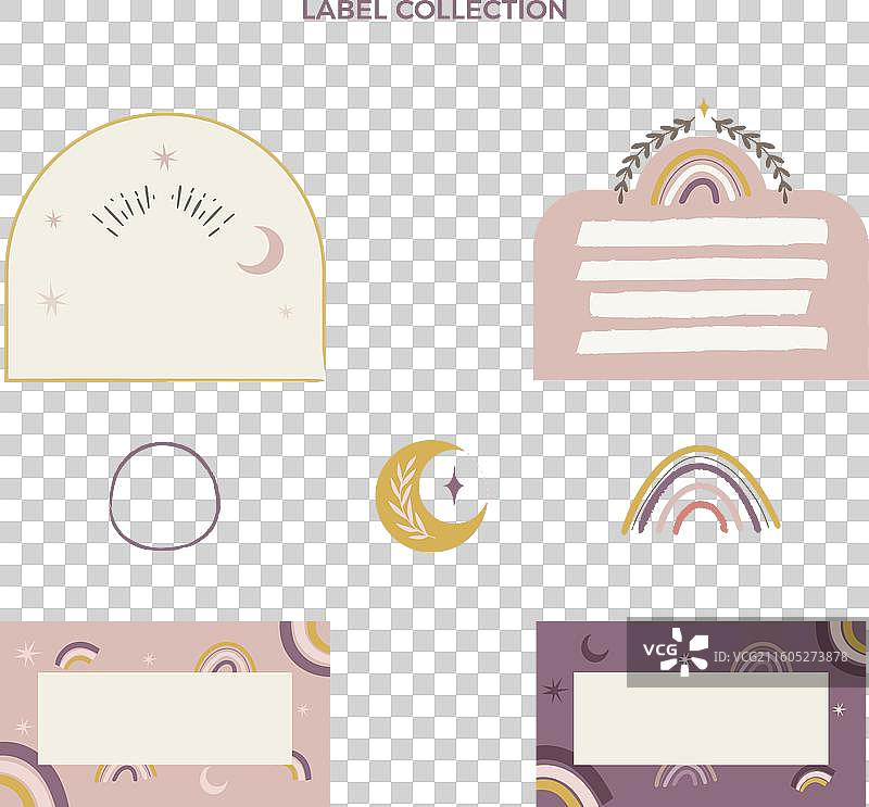 手绘波西米亚风格生日标签图片素材