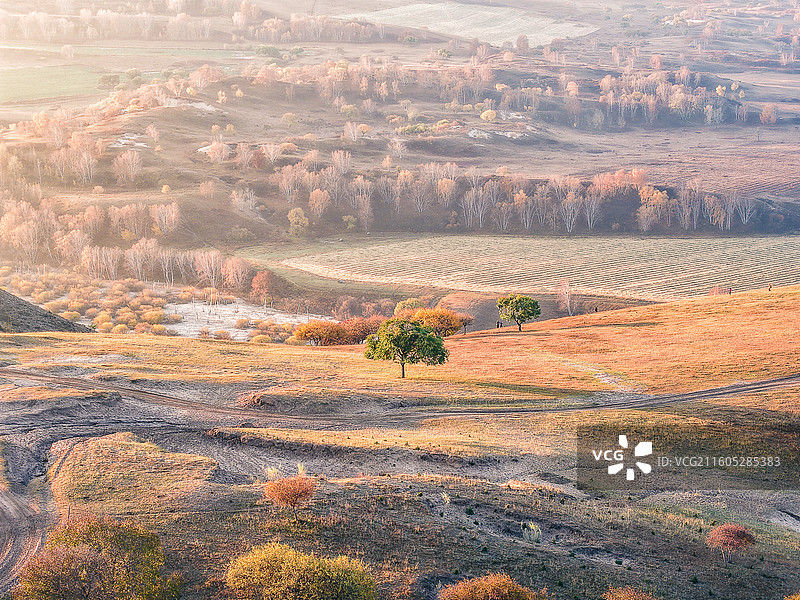 草原秋景日出风光图片素材