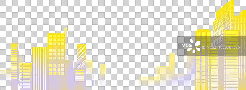 城市建筑高柳剪影金紫渐变插画图片素材