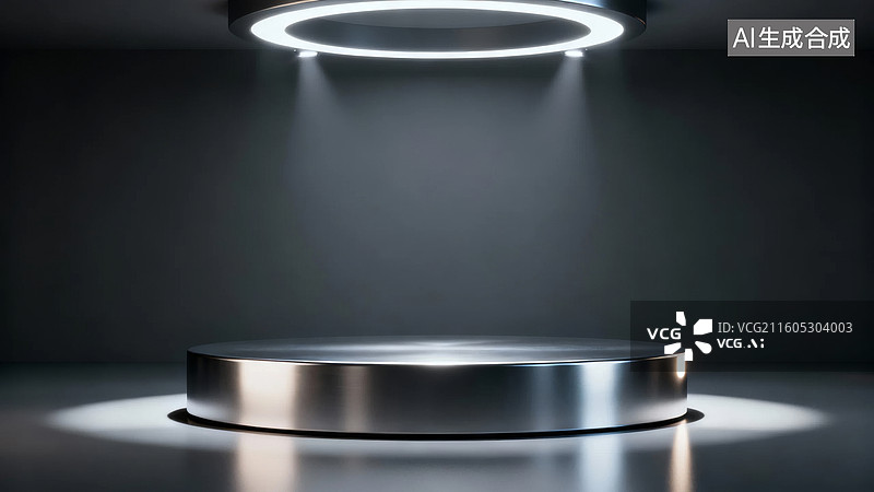 【AI数字艺术】圆形展台与环形灯光图片素材