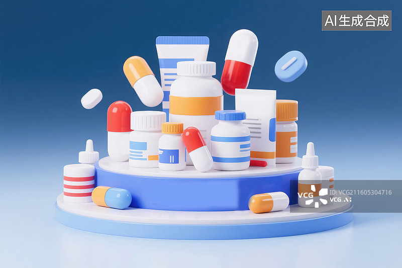 【AI数字艺术】多种医药瓶罐展示图片素材