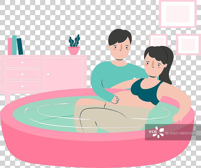 手绘水下分娩场景图片素材