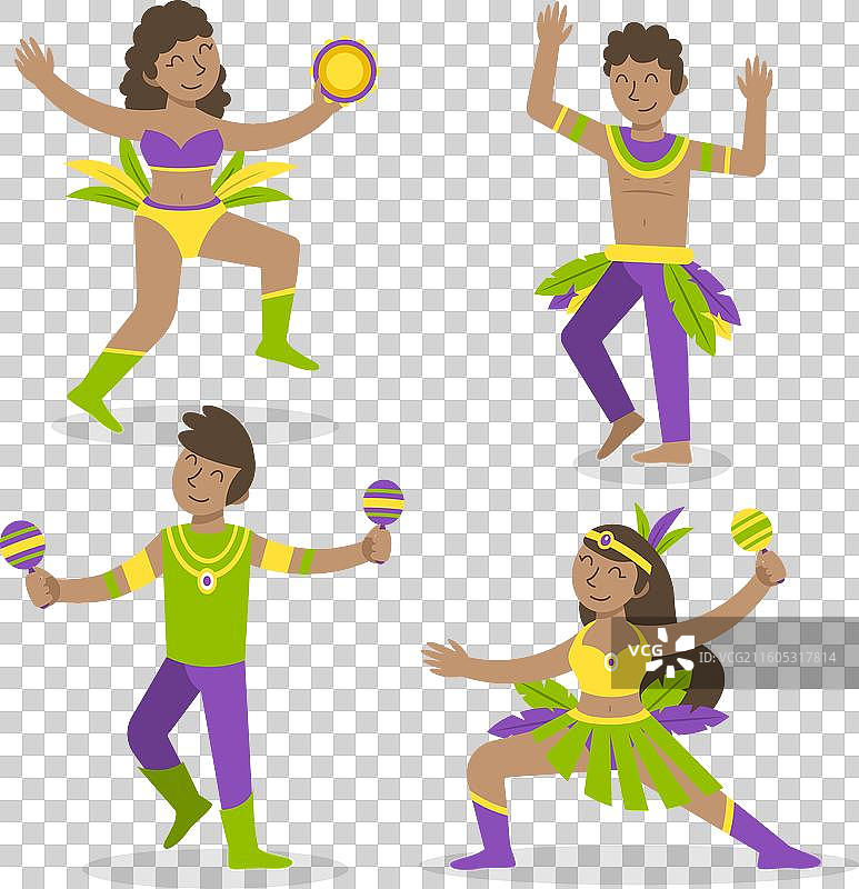 扁平化巴西狂欢节人物集合图片素材