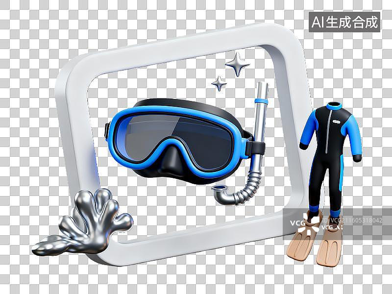 【AI数字艺术】3d拟物体育运动项目潜水元素图片素材