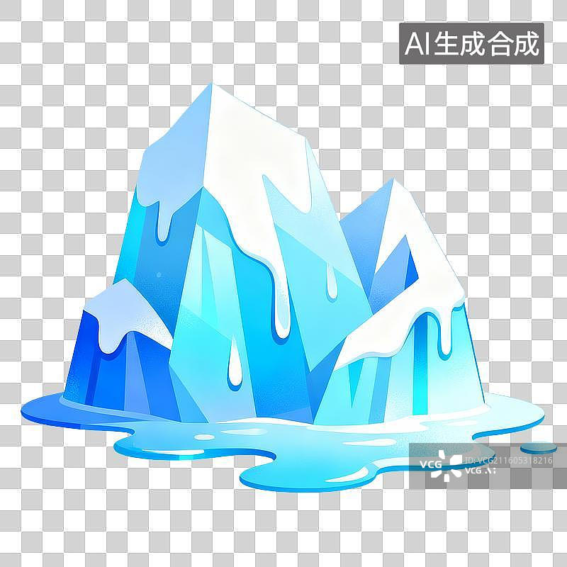【AI数字艺术】扁平风立春节气冰山冰雪融化插画图片素材