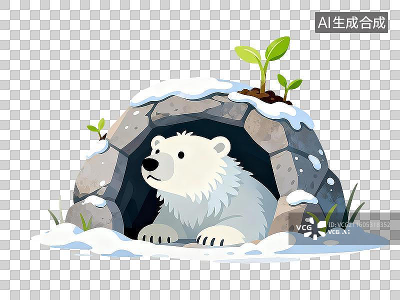 【AI数字艺术】扁平风惊蛰节气冬眠的动物醒来插画图片素材