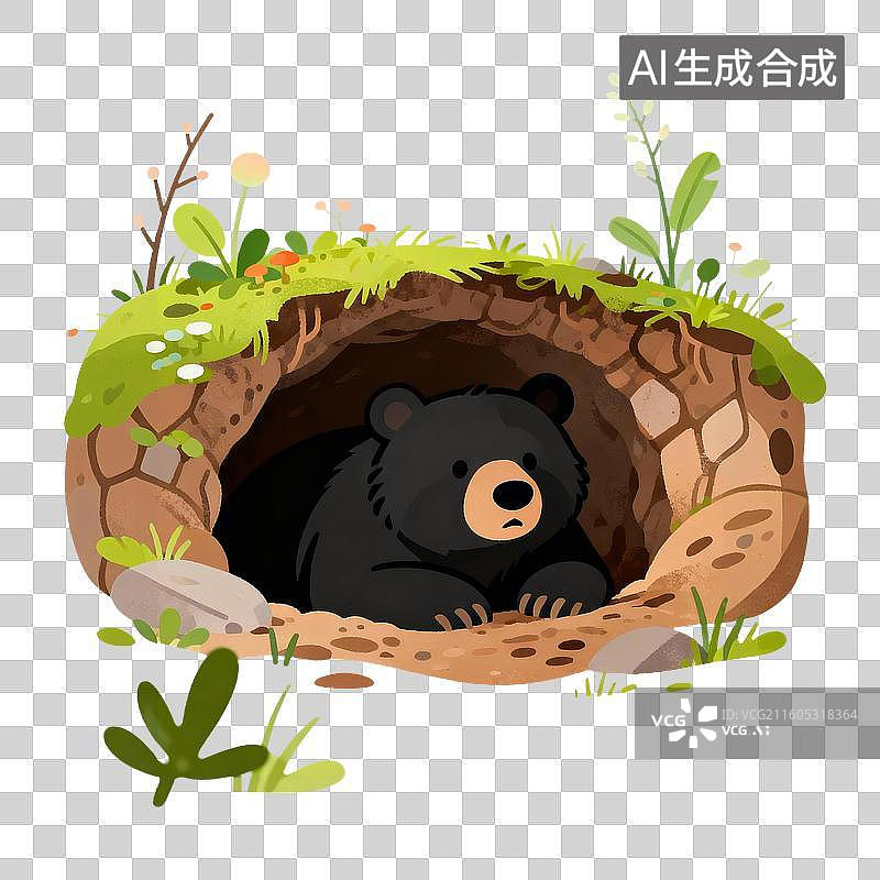 【AI数字艺术】扁平风惊蛰节气冬眠的动物苏醒插画图片素材