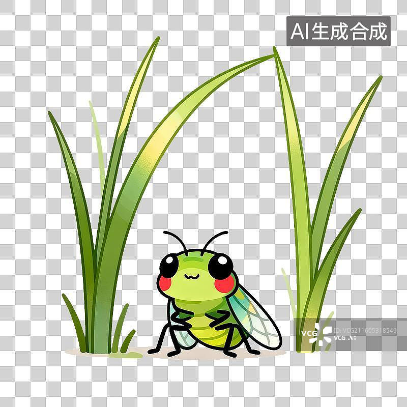【AI数字艺术】扁平风立夏节气夏蝉插画图片素材