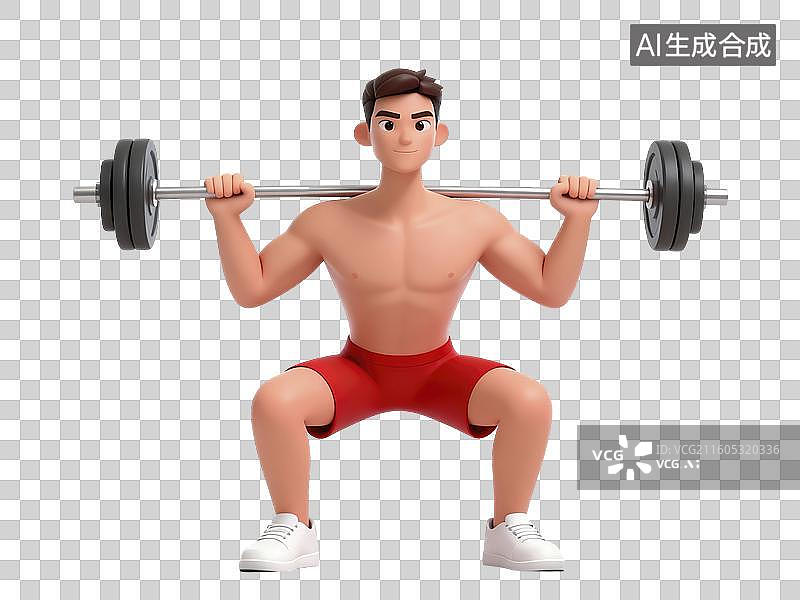 【AI数字艺术】3D男生男人健身锻炼人物插画图片素材