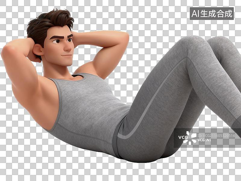 【AI数字艺术】3D男生男人健身锻炼人物插画图片素材