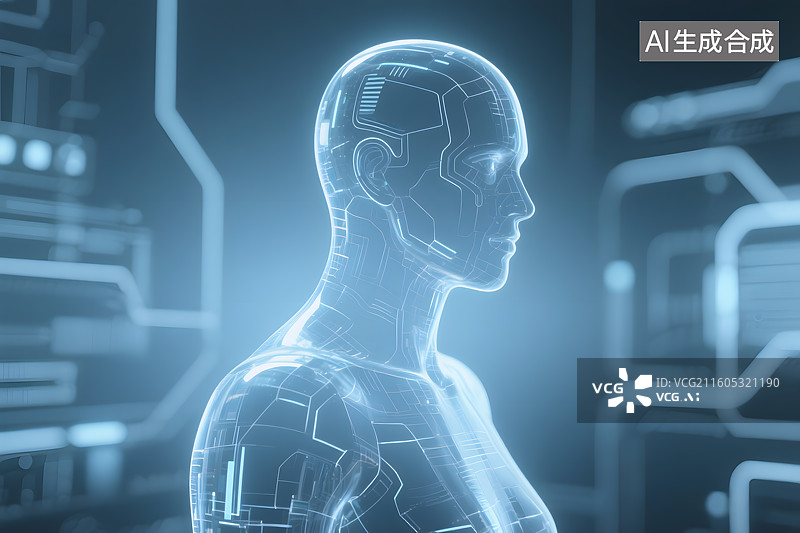 【AI数字艺术】科技感3D人体轮廓图片素材