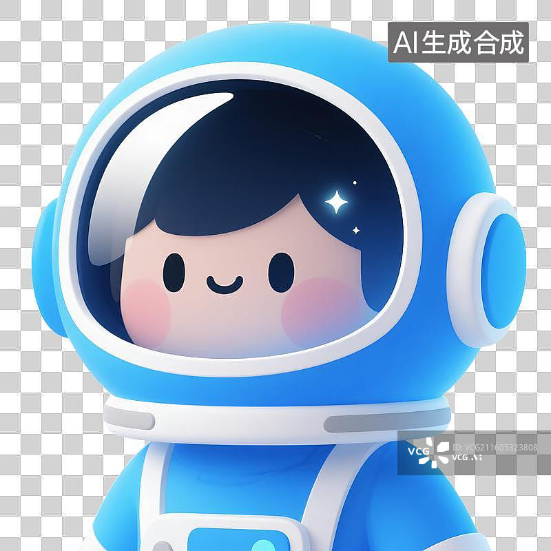 【AI数字艺术】萌趣蓝色宇航员：星际漫游者图片素材