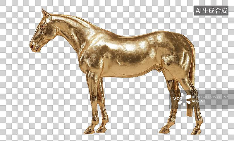 【AI数字艺术】金色马雕塑图片素材