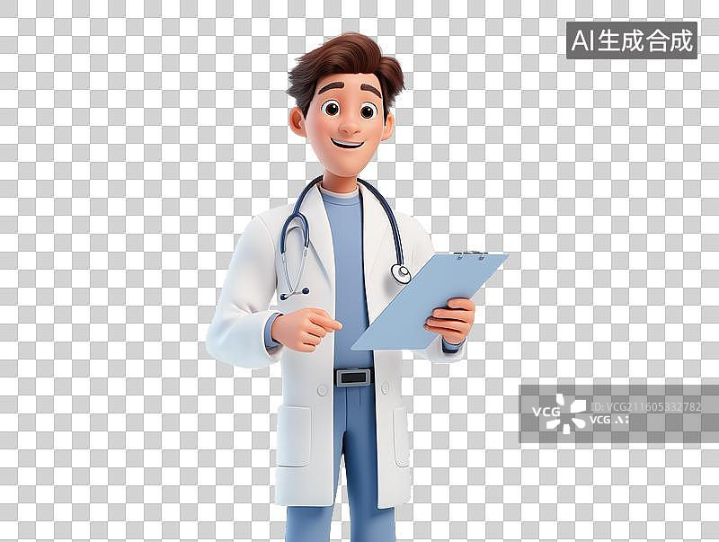 【AI数字艺术】医生手持病历夹站立图片素材