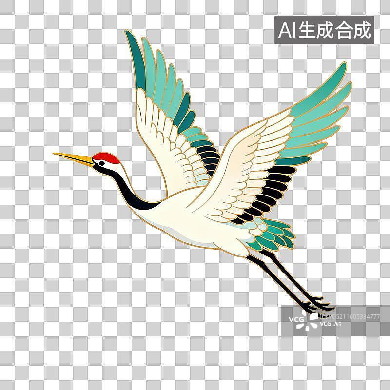 【AI数字艺术】仙鹤国潮免扣元素-生日图片素材