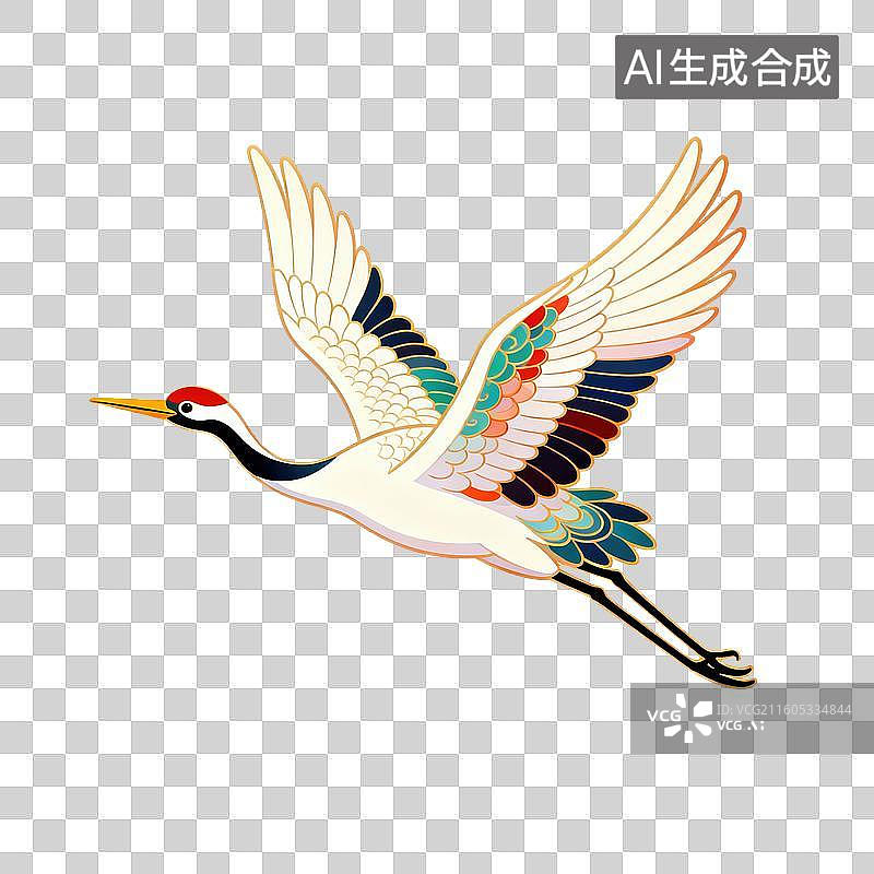 【AI数字艺术】仙鹤国潮免扣元素-生日图片素材