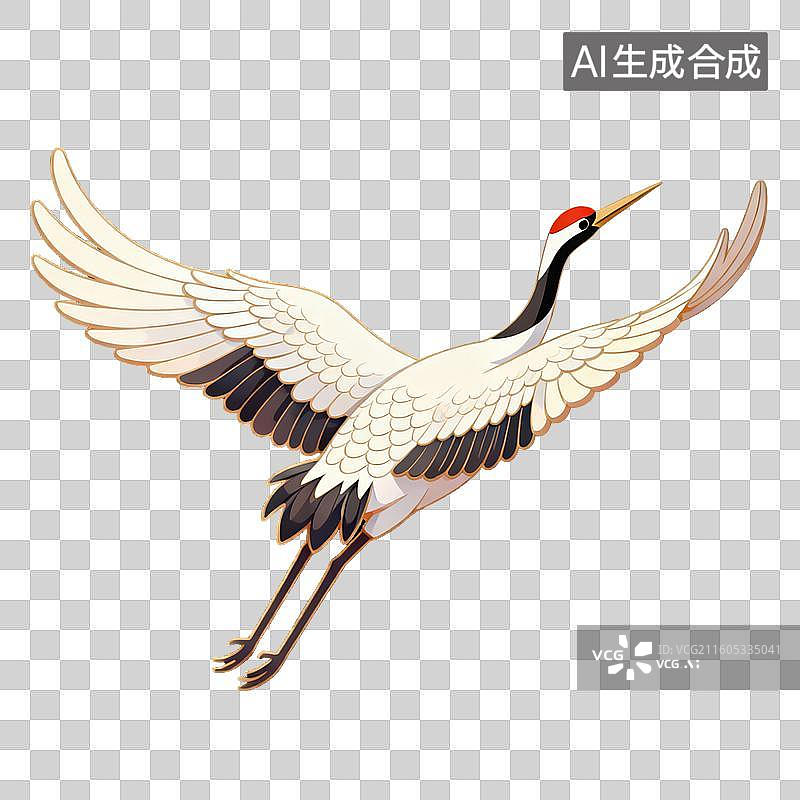 【AI数字艺术】仙鹤国潮免扣元素-生日图片素材