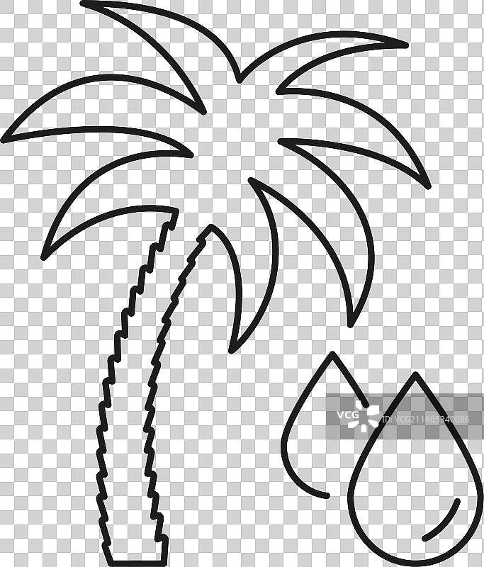 棕榈树与油滴线条图标，棕榈油图片素材