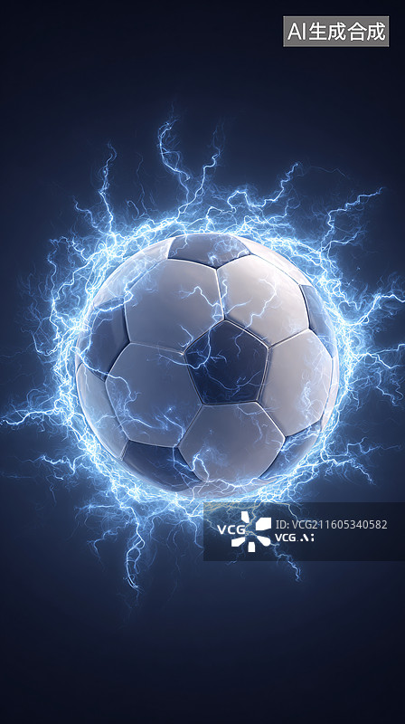 【AI数字艺术】炫酷电光足球图片素材