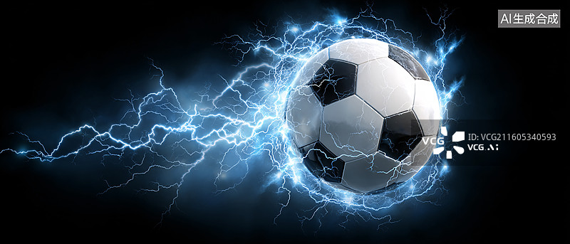 【AI数字艺术】炫酷电光足球图片素材