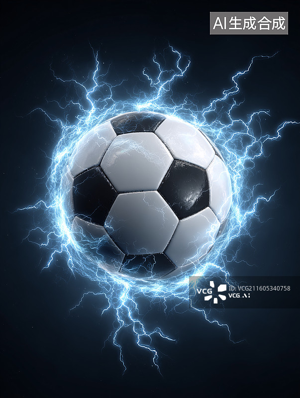 【AI数字艺术】炫酷电光足球图片素材