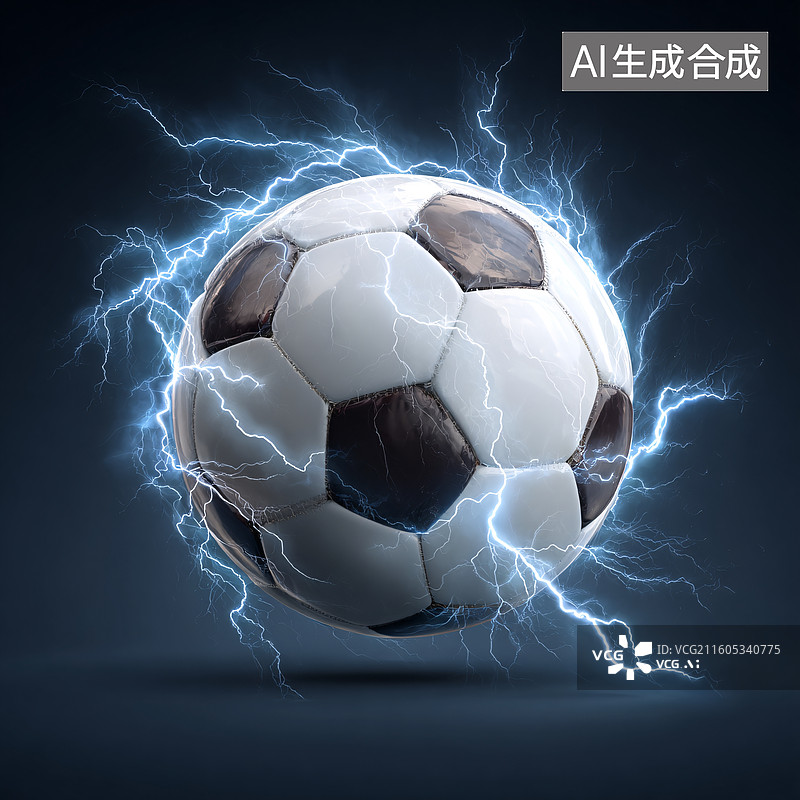 【AI数字艺术】炫酷电光足球图片素材