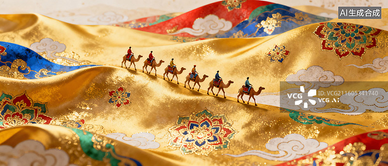 【AI数字艺术】丝绸之路上的骆驼商队图片素材