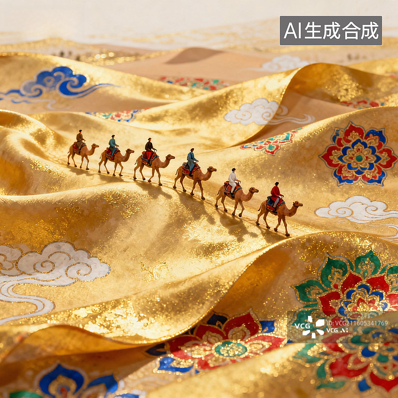 【AI数字艺术】丝绸之路上的骆驼商队图片素材