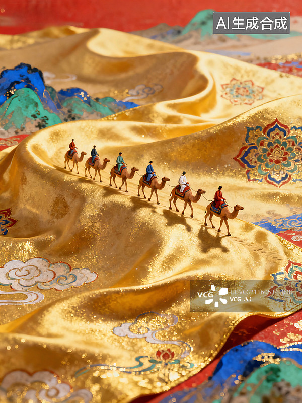 【AI数字艺术】丝绸之路上的骆驼商队图片素材
